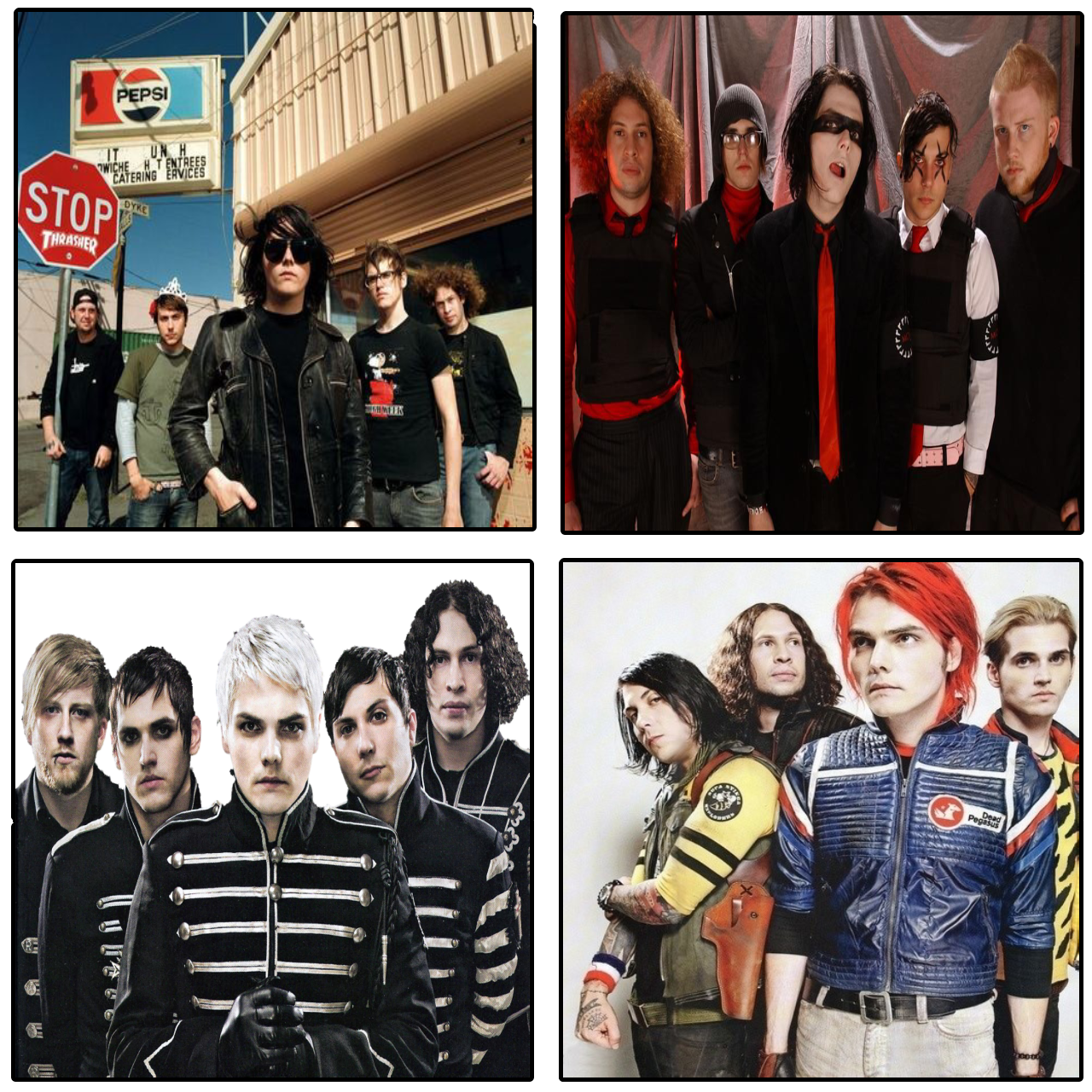 four pictures of my chemical romance during their four eras