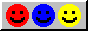 flashing red, yellow, and green smiley faces