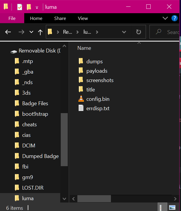 windows file explorer showing the inside of the luma folder