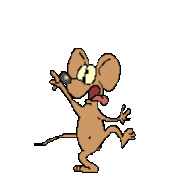 brown rat with crossed eyes and tongue out dancing very quickly
