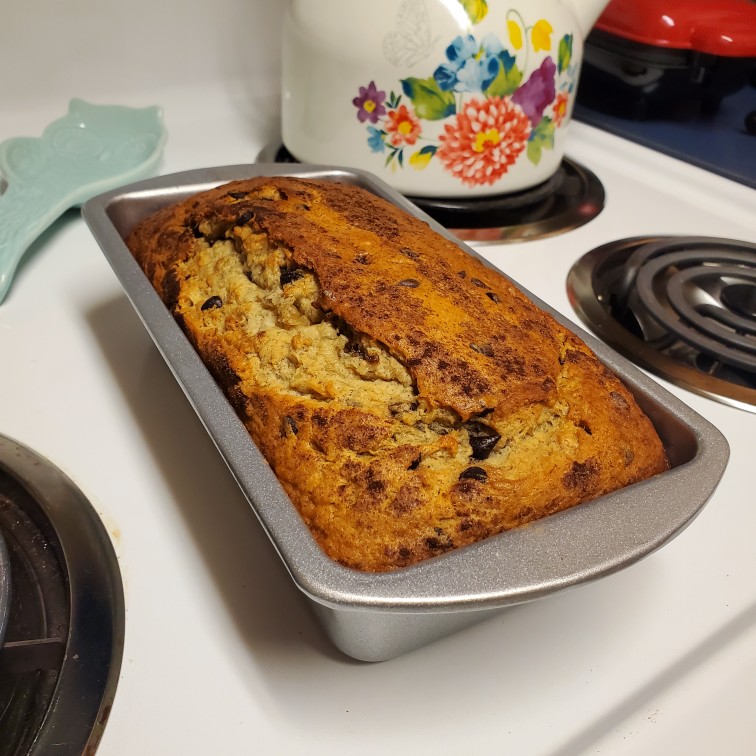 banana bread in a loaf pan